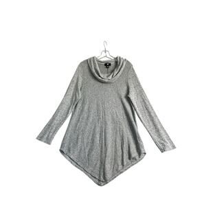 IZ Byer Cowl Neck Top Womens XXL Gray Sweater Blouse Lagenlook Ribbed Soft Shirt